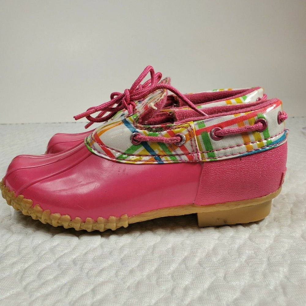 Aqua Stop Girls Youth 12M Pink Plaid Slip on Ankle Boots